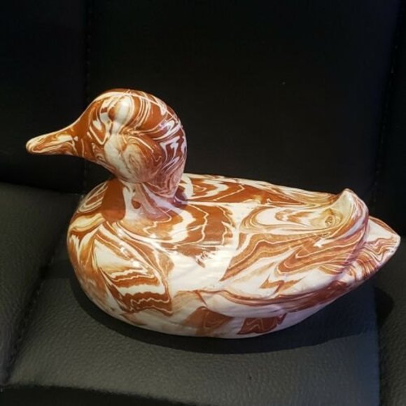 Originals By G. Green Duck Figurine Kansas Clay Brown White Swirled 6"x3… - Picture 5 of 9